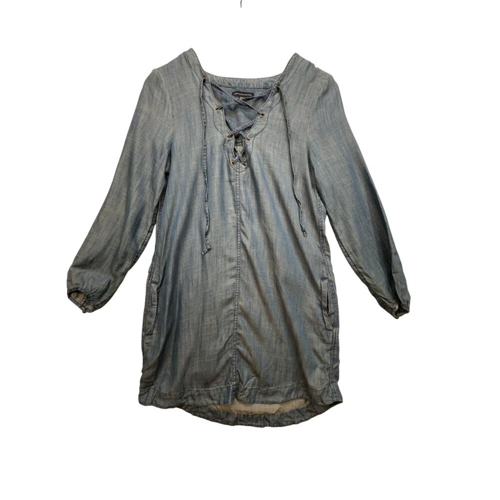 American Eagle Outfitters Womens Chambray Lace-Up Tunic Dress Size Blue Denim